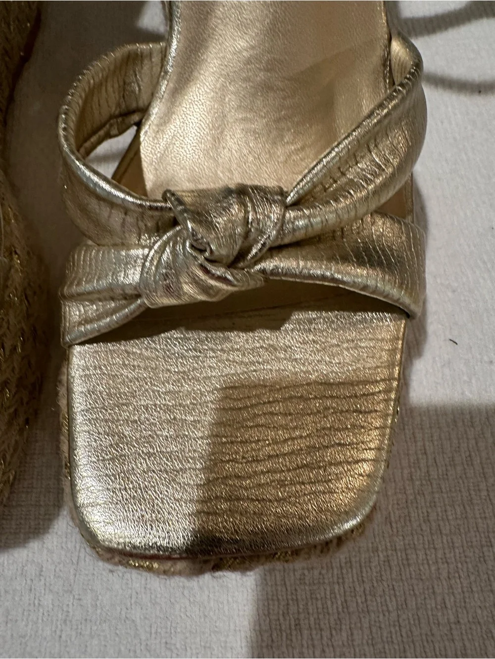 SIMMI Gold Knotted Espadrille Platform Sandals